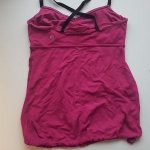 Lululemon 6 fuschia pink black yoga top